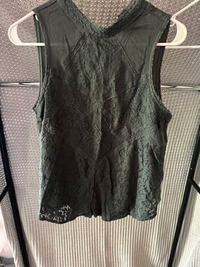 American Eagle Outfitters Olive Green Lace-Panel Sleeveless Cami